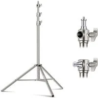 Neewer ST-220SS 2,2m Edelstahl Lichtständer, Höhenverstellbar 97-220 cm Lampenstativ (mit 1/4" bis 3/8" Schraubadapter, für Videoleuchte Ringlicht Softbox)