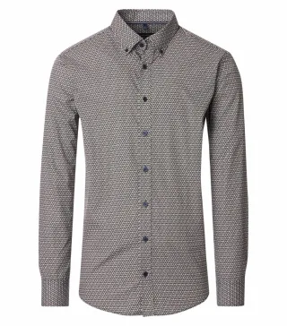 CASAMODA - Casual Fit: Freizeithemd beige/blau - Gr. - 3XL