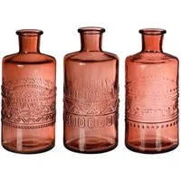 finehomegarden Dekovase Glas Flasche PORTO Ø7,5cm H14cm Glasflasche 3fach sort. Flasche (Set, 3 St., 3 Vasen), mahagoni Glasvase Vintage Vase