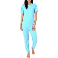 Normann Pyjama Damen Pflegeoverall kurzarm mit langen Bein + Reißverschluß am Bein