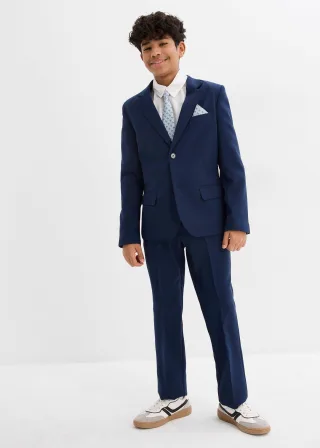 bonprix Anzug mit Hemd und Krawatte (4tlg. Set), blau, Gr.164, Festliches vierteiliges Jungen-Set bestehend aus Anzug, Hemd (Slim Fit) und Krawatte, Hemd: 100% Baumwolle