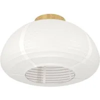 EGLO Deckenleuchte Summerhill Deckenlampe 1-fach, Japan-Stil, Holz und Papier, Weiß, E27, ohne Leuchtmittel, Wand-/Deckenleuchte - H24,5 x Ø40 cm - braun - 1X40W exkl.