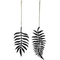 matches21 HOME & HOBBY Dekohänger Hängedeko Set Blätter Schwarz (2 St), Wetterfest, Witterungsbeständig, zum Hängen