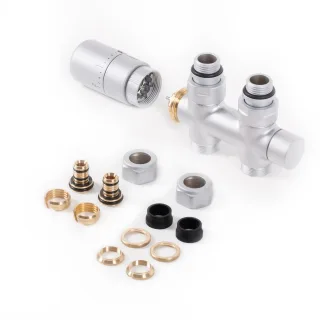 Terma Set Thermostat Verbunddurchgangsventil 50mm CYLINDER GZ 1/2"-Ø16x2, Ø15 rechts, WRZT5G4-ST,  WRZT5G4-ST