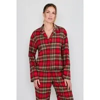 Joop Jeans Pyjamaoberteil After Dark (JOOP! Jeans) Karo-Design, Knöpfe, Langarm, Fleece-Qualität