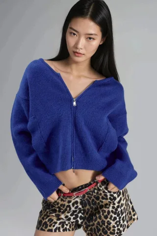 Reißverschluss-Strickcardigan mit Taschen