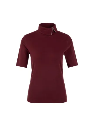 Marc Cain Collections - T-Shirt mit Rollkragen bright maroon - Gr. - 42