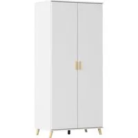 rauch Kleiderschrank Skandi Kinderzimmer Schlafzimmerschrank FALUN (Breite 92/137/182, Höhe 203 cm) im modernen Skandi-Look, Füße/Griffe Eiche massiv MADE IN GERMANY