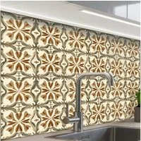 KitchenYeah Küchenrückwand Muster selbstklebend (keine Folie) Ornamentale Fliesen - Muster - Brau, (1-tlg), Spritzschutz, Küche, Rückwand, Küchenwand, Küchenfront, 30x20 cm