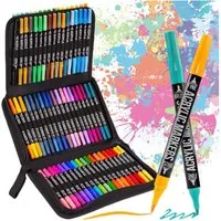 AKKEE Filzstift Marker 72 Acrylstifte für Steine Wasserfest - mit Doppelspitze, (72-tlg), Acrylic Paint Marker mit einer Tasche