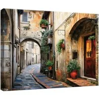 Wallarena Leinwandbild Stadt Gasse - Beige - Modern - Wohnzimmer, Stadt, 40x30x2cm