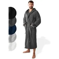 SIEGENTHAL Herrenbademantel 100% Baumwolle Frottee Velours mit Kapuze Wadenlang Wellness und Spa, Kapuze, Bindegürtel, Wadenlang, 2x Taschen, 100% Baumwolle, weich und elegant