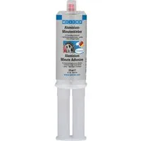 WEICON Klebstoff Aluminium-Minutenkleber, Epoxidharzklebstoff, 24 ml, (Set), Zum Auffüllen von Rissen und Löchern