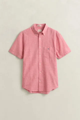 GANT - Kurzarm-Hemd aus Leinenmix rose pink - Gr. - S