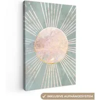OneMillionCanvasses® Leinwandbild Grün - Sonne - Gold - Design - Luxus, Fotodruck (1 St), Leinwand Canvas Wandbild, Wanddekoration 20x30 cm