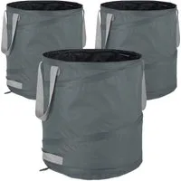 relaxdays Gartensack 3er Set Pop Up Laubsack 85 L grau