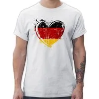 Shirtracer T-Shirt Deutschland Herz Motiv, Schwarz Rot Gold, Germany 2026 Fussball WM Fanartikel