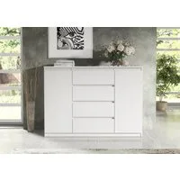 Raumhirsch Furniture Kommode, Sideboard, Kommode für das Schlafzimmer - Wohnzimmer (Maße: 120 × 39 × 101,5 cm, 2 Türen, 4 Schubladen, Rollenschienen), viele Farbvarianten - Hochwertig & stabil