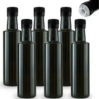 mikken Ölspender 6x Ölflasche 250 ml mit Ausgießer Glas zum Befüllen mit Etiketten, (Spar-Set), tropffreie Dosierung, UV-Schutz, Luftdicht, 0,25 L