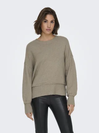 ONLY - ONLHAZEL LS O-NECK BF KNT weathered teak - Gr. - M