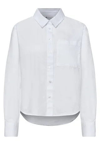 Street One - Langarm Bluse mit Hemdkragen aus Twill white - Gr. - 38