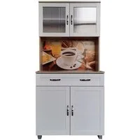 HTI-Living Hochschrank Küchenbuffet mit Glasteil Sonoma/Weiß (Stück, 1-St., 1 Schrank) Küchenschrank Hochschrank