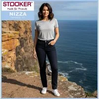 STOOKER WOMEN Tapered-fit-Jeans STOOKER NIZZA, dark blue, Tapered Fit, DAMEN Denim Stretch Jeans
