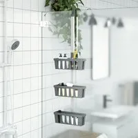vidaXL Regal, Duschregal zum Hängen 30x15x(67-105) cm Aluminium