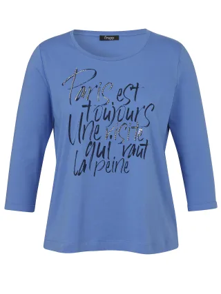 Frapp - T-Shirt Rundhals 3/4 Arm Motiv blue/navy - Gr. - 46