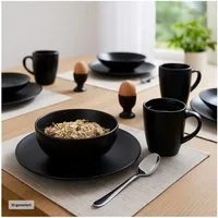 NTK-Collection Frühstücks-Geschirrset Tafelservice für 4 Personen Schwarz (20-tlg), Keramik, Frühstücksset Geschirrset
