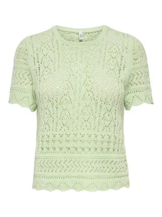 ONLY - ONLELKE SS STRUCTUR O-NECK KNT NOOS Laurel Green - Gr. - XL