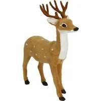 I.GE.A. Dekofigur Tierfigur Reh aus Kunstfell (1 St), Waldtier Statue Ornament Plüschtier Weihnachtsdeko Winterdeko Pelztier