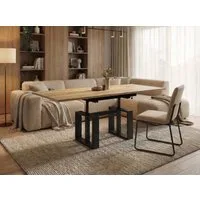 Endo-Moebel Couchtisch Empoli - ausziehbar 110-170cm und höhenverstellbar Doppellift Metall, Couch- & Esstisch, modern Design, Wohnzimmertisch, Multifunktionstisch