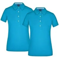 James & Nicholson Poloshirt Doppelpack Klassisches Damen Polohemd JN969 (Doppelpack, 2 Stück) mit konfektioniertem Kragen in Kontrastoptik