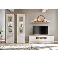 OTTO home Wohnwand Sherwood, Anbauwand im Landhausstil, Komplettset, Wohnzimmer-Set, (Set, 4-St), Set besteht aus 2 Vitrinen, 1 Lowboard und 1 Wandregal