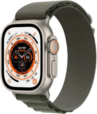 Apple Watch Ultra 49mm Cellular Loop-Armband Medium grün Titangehäuse silber
