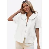 Imily Bela Blusentop Damen Bluse mit Puffärmeln und Peter-Pan-Kragen (Packung, 1-tlg., 1per-Pack) gestreiftes