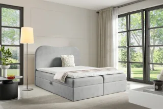 Boxspringbett Schlafzimmerbett DARLIN 200x220cm Stoff Gerra Hellgrau