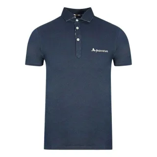 Aquascutum Unisex Erwachsene Signature Logo Polo-Shirt (Marineblau)