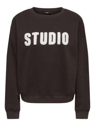 ONLY - ONLSWEAT LIFE L/S CREW O.SIZE STATE NOOS Coffee Bean - Gr. - XS