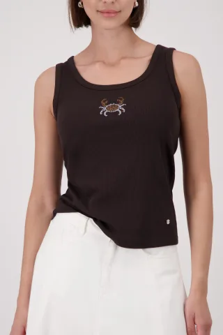 monari - Top mit Strass-Krebs coffee - Gr. - 36
