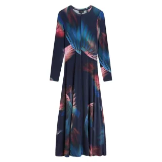 Ted Baker Georii Bedrucktes, Eng Anliegendes Jersey-langarmkleid In Marineblau