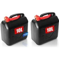 BigDean Benzinkanister 10L mit flexiblem Ausgießer - Kanister für Benzin, Diesel & AdBlue (Set, 2 St., Kanister + Ausgiesrohr), UN-Zulassung, Höchste Sicherheitsanforderung, Sicherheitsverschluss