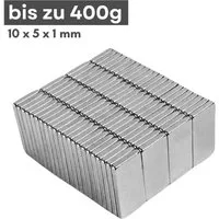 MaajeeKuto Magnet Neodym Magnet 10x5x1 mm N38 Quadermagnet 400g Haftkraft Stark (10-St)