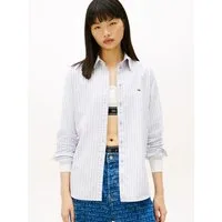 Tommy Jeans Hemdbluse TJW REG OXFORD SHIRT mit Logostickerei, abgerundeter Saum