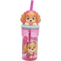 PAW PATROL Trinkflasche Becher 3D Kindertrinkbecher 360 ml mit Strohhalm & Figurdeckel