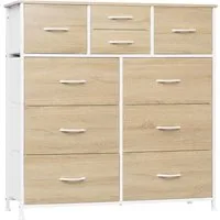 Woltu Kommode, mit 10 Schubladen aus Stoff, Metallrahmen, Industrial Stil