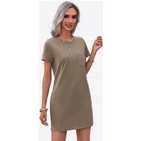 Imily Bela Minikleid Damen Freizeitkleid mit Rundhalsausschnitt (Packung, 1-tlg., 1per-Pack) einfarbig
