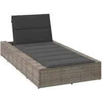 vidaXL Gartenliege Sonnenliege mit schwebender Auflage Grau Poly Rattan, 1 St.