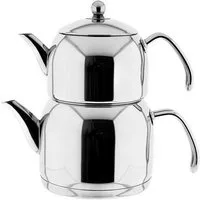 Almina Caydanlik-Teekanne Liya Large aus hochwertigem 18/10-Edelstahl - 1,5L/3L, (1-St), Induktionsgeeignet